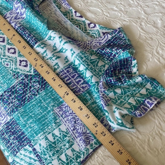2 Woman Within 14 16 M Cotton Blend Short Sleeve Top Tunic T Shirt Teal Purple - Picture 5 of 8